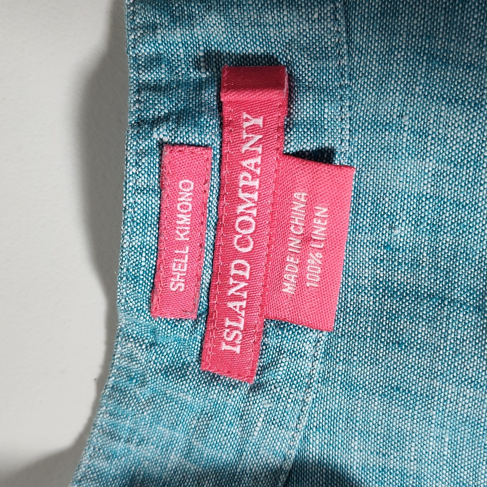 Island Company 100% linen blue shell kimono tunic coverup top M - Picture 7 of 10